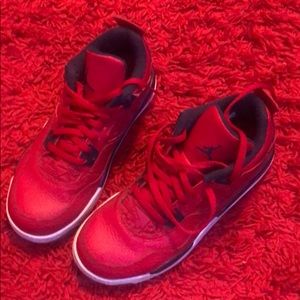 Retro Air Jordans red and navy sneakers size 3Y